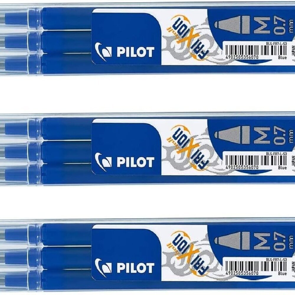 Frixion erasable pens refill, 9 refill bundle Blue color gel ink fine point 07 B